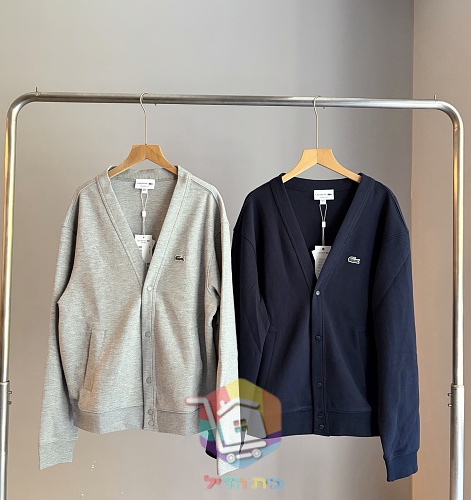 קרדיגן Lacoste Double Face Piqué Cardigan עם כפתורי לחיצה, אפור או כחול כהה, תמונה 19