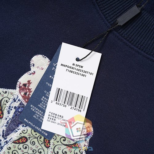 סווטשירט Polo Ralph Lauren Patchwork Polo Bear Fleece Crewneck עם דוב טלאים, כחול כהה, תמונה 2