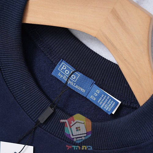 סווטשירט Polo Ralph Lauren Patchwork Polo Bear Fleece Crewneck עם דוב טלאים, כחול כהה, תמונה 5
