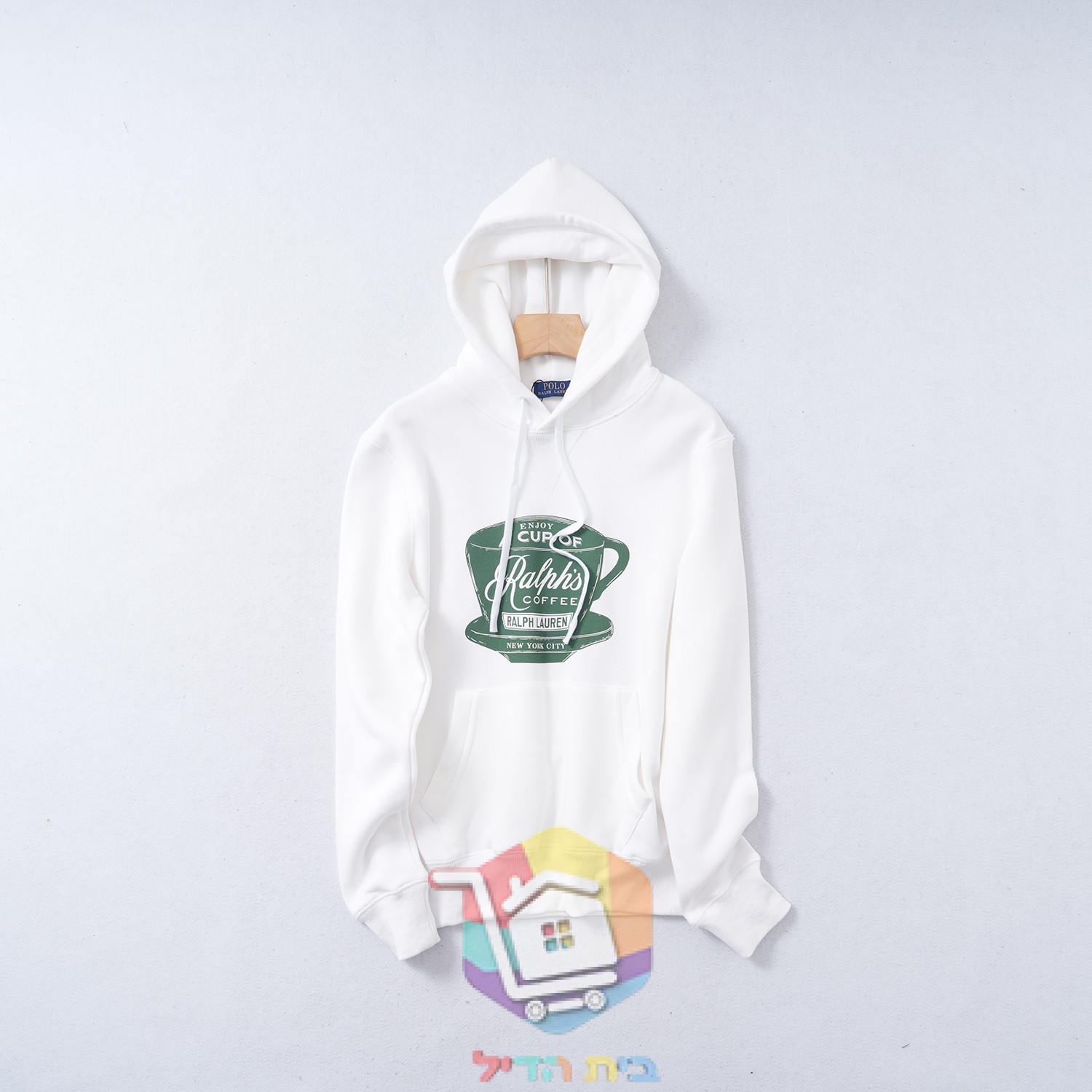 هودي Polo Ralph Lauren Ralph's Coffee Hoodie بطبعة فنجان القهوة، أبيض