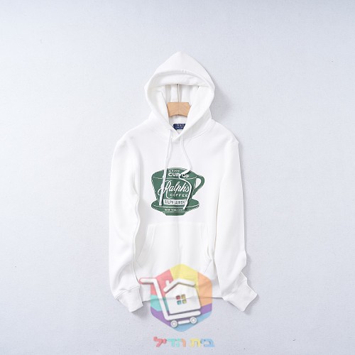 קפוצ'ון Polo Ralph Lauren Ralph's Coffee Hoodie עם הדפס כוס הקפה, לבן, תמונה 1