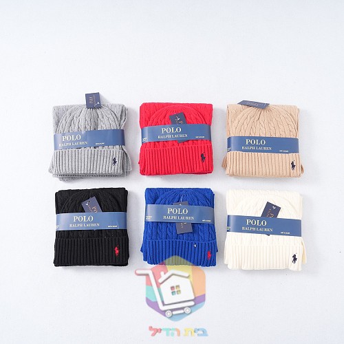 סט כובע גרב וצעיף Polo Ralph Lauren בסריגת צמות, שישה צבעים, תמונה 13