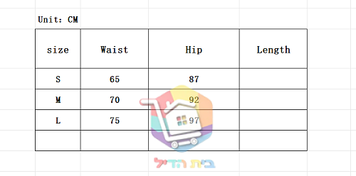 טבלת המידות של הספק