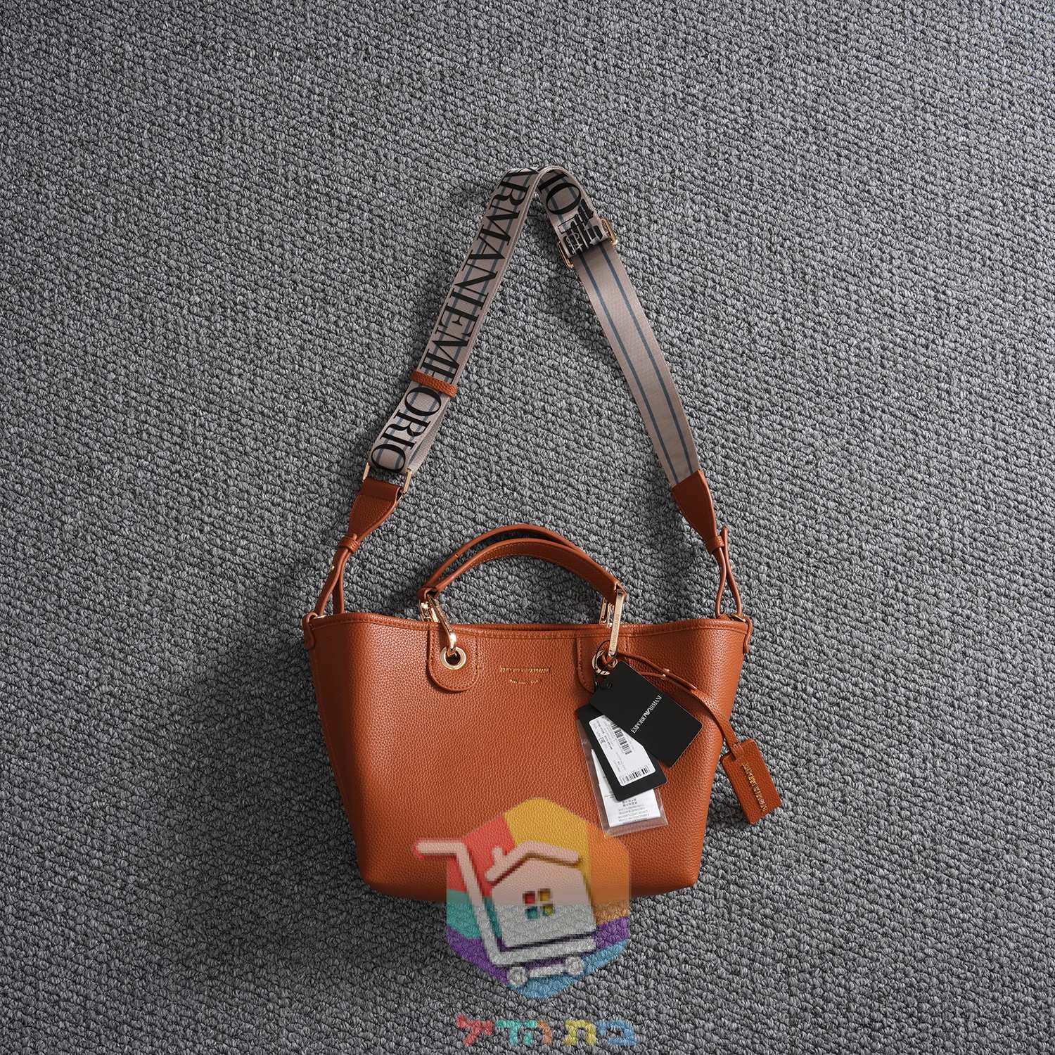Ledershopper Emporio Armani mit Logo-Riemen