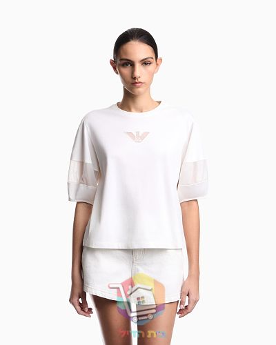 T-Shirt Emporio Armani mit gesticktem Ton-in-Ton-Logo 8