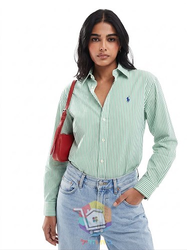 חולצה מכופתרת Polo Ralph Lauren לנשים בפסים, ארבעה גוונים 14