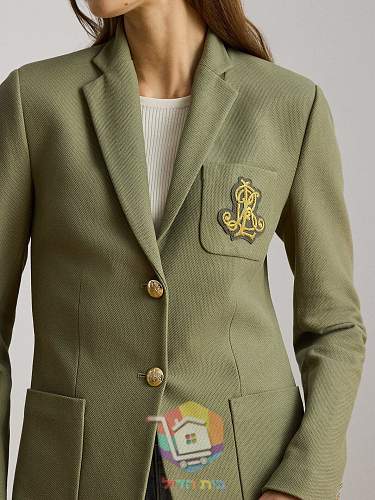 Blazer Lauren Ralph Lauren da donna con logo ricamato, oliva 1