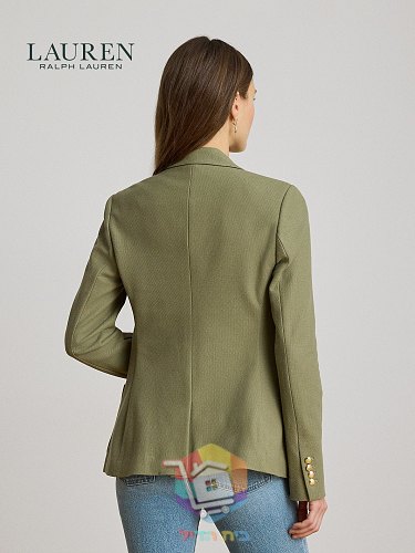 Blazer Lauren Ralph Lauren da donna con logo ricamato, oliva 2