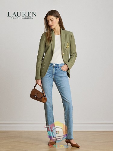 Blazer Lauren Ralph Lauren da donna con logo ricamato, oliva 3