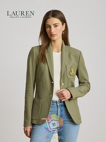 Blazer Lauren Ralph Lauren da donna con logo ricamato, oliva 4