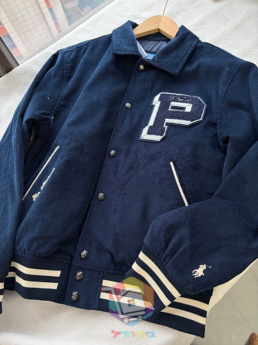 ג'קט קולג' Polo Ralph Lauren Letterman מקורדרוי, כחול כהה 7