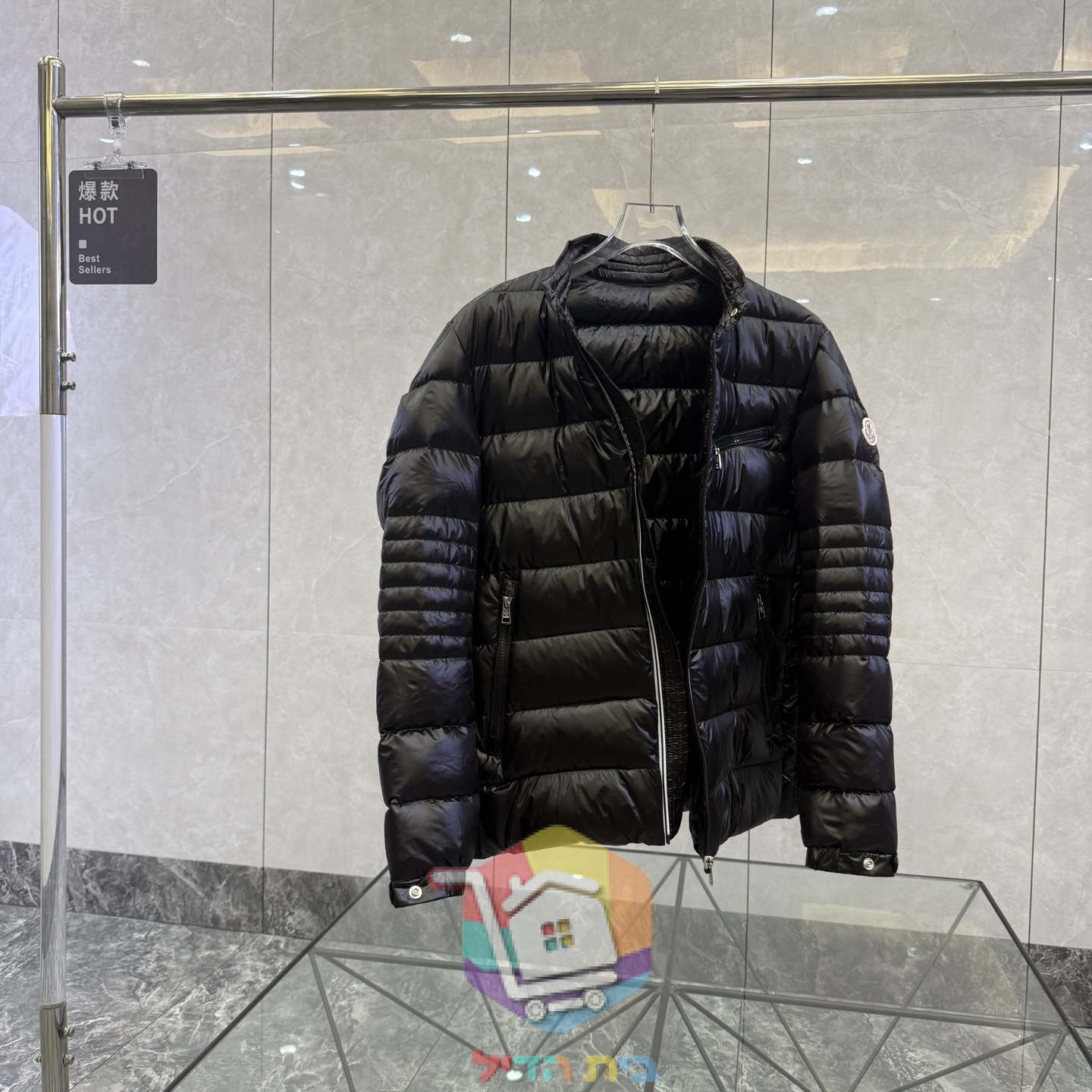 מעיל פוך Moncler Authie שחור מבריק