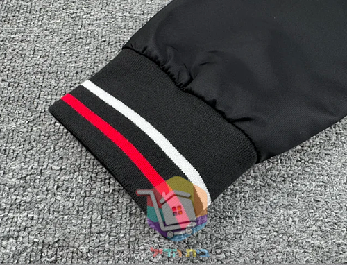 Blouson bomber Prada en Re-Nylon à bords rayés, noir 6