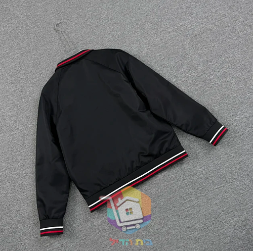 Blouson bomber Prada en Re-Nylon à bords rayés, noir 12
