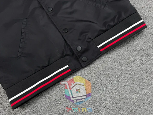 Blouson bomber Prada en Re-Nylon à bords rayés, noir 20