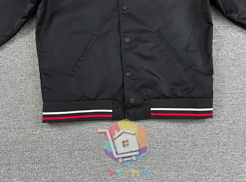 Blouson bomber Prada en Re-Nylon à bords rayés, noir 33
