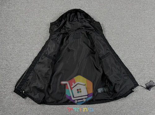 מעיל רוח Prada עם ברדס, שחור 2