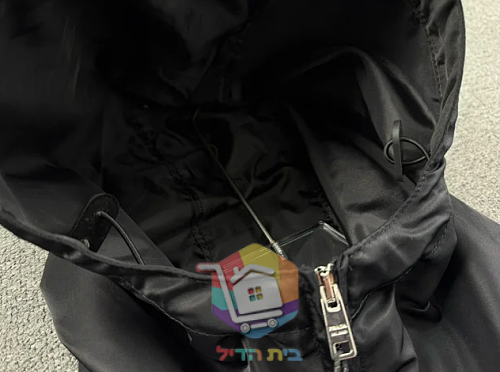 מעיל רוח Prada עם ברדס, שחור 13