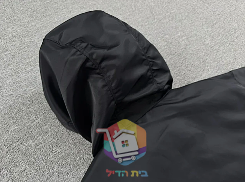 מעיל רוח Prada עם ברדס, שחור 16