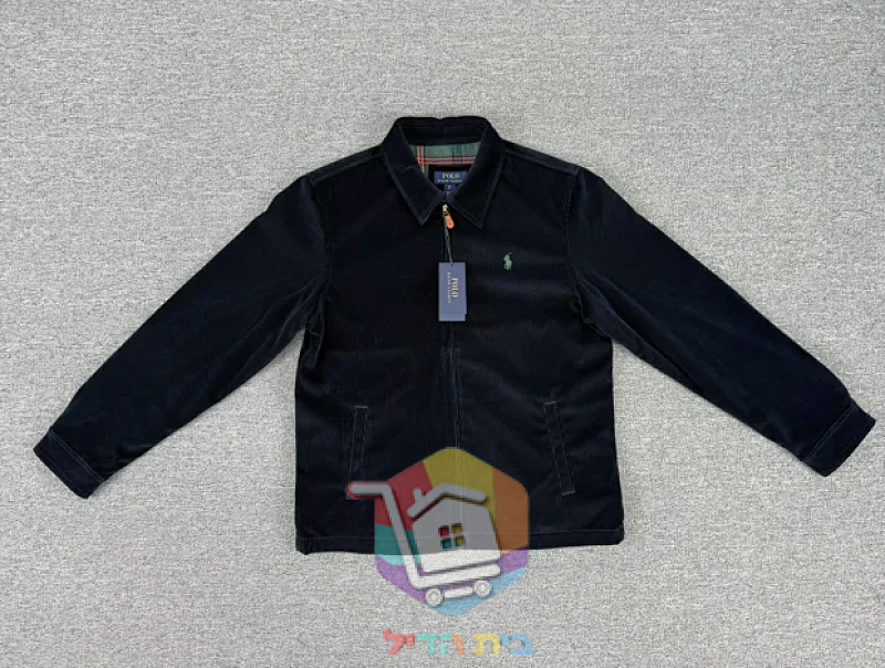 ז'קט קורדרוי Polo Ralph Lauren עם בטנה משובצת, כחול כהה, חום