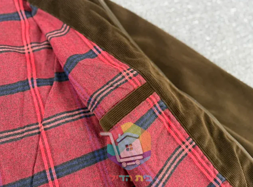 ז'קט קורדרוי Polo Ralph Lauren עם בטנה משובצת, כחול כהה, חום 6