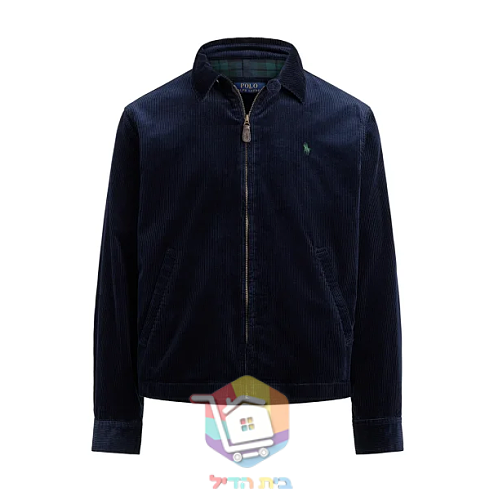 ז'קט קורדרוי Polo Ralph Lauren עם בטנה משובצת, כחול כהה, חום 11