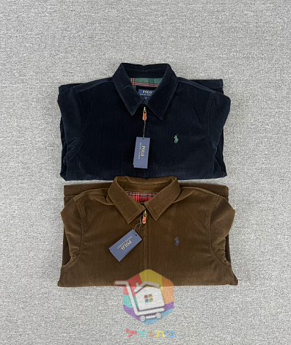 ז'קט קורדרוי Polo Ralph Lauren עם בטנה משובצת, כחול כהה, חום 14