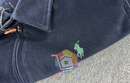 ז'קט קורדרוי Polo Ralph Lauren עם בטנה משובצת, כחול כהה, חום 15