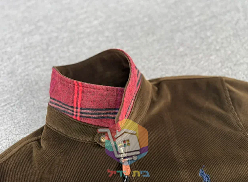 ז'קט קורדרוי Polo Ralph Lauren עם בטנה משובצת, כחול כהה, חום 18