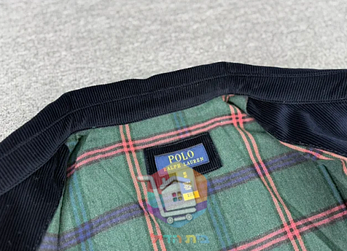 ז'קט קורדרוי Polo Ralph Lauren עם בטנה משובצת, כחול כהה, חום 19