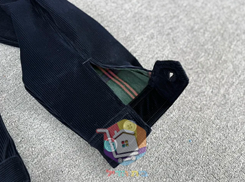 ז'קט קורדרוי Polo Ralph Lauren עם בטנה משובצת, כחול כהה, חום 20