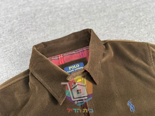 ז'קט קורדרוי Polo Ralph Lauren עם בטנה משובצת, כחול כהה, חום 25