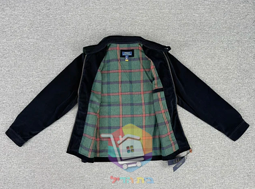 ז'קט קורדרוי Polo Ralph Lauren עם בטנה משובצת, כחול כהה, חום 26