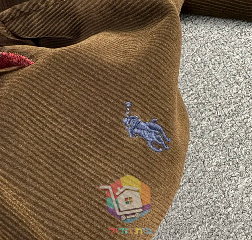 ז'קט קורדרוי Polo Ralph Lauren עם בטנה משובצת, כחול כהה, חום 27
