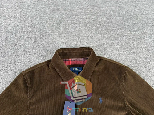 ז'קט קורדרוי Polo Ralph Lauren עם בטנה משובצת, כחול כהה, חום 28