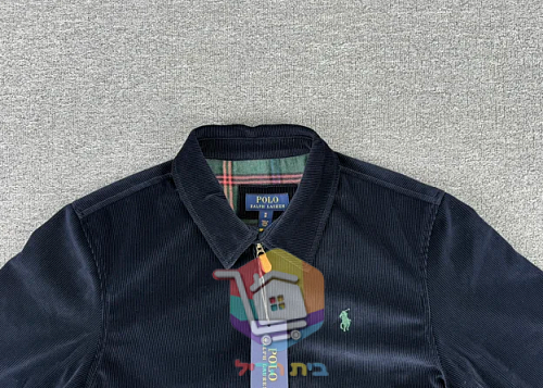 ז'קט קורדרוי Polo Ralph Lauren עם בטנה משובצת, כחול כהה, חום 34