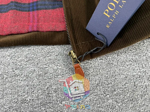 ז'קט קורדרוי Polo Ralph Lauren עם בטנה משובצת, כחול כהה, חום 36