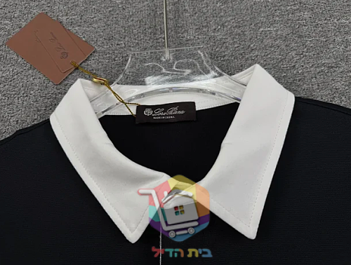 חולצת פולו ארוכה Loro Piana, כחול כהה עם צווארון לבן 9