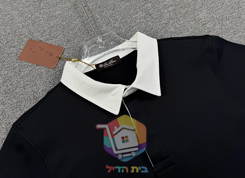 חולצת פולו ארוכה Loro Piana, כחול כהה עם צווארון לבן 13