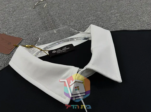 חולצת פולו ארוכה Loro Piana, כחול כהה עם צווארון לבן 27