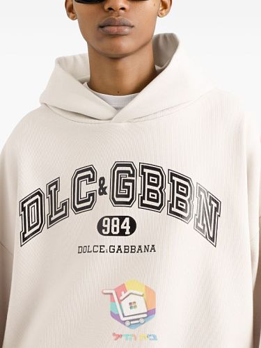 Felpa con cappuccio Dolce & Gabbana con logo stile college, crema 3