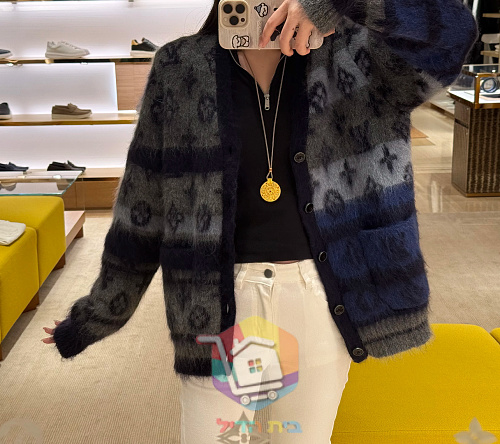 Louis Vuitton Monogram Mohair cardigan, grey and black, or blue and grey 32