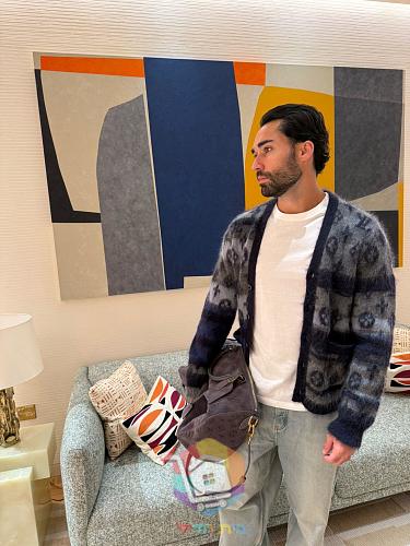 Louis Vuitton Monogram Mohair cardigan, grey and black, or blue and grey 34