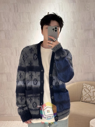 Louis Vuitton Monogram Mohair cardigan, grey and black, or blue and grey 37