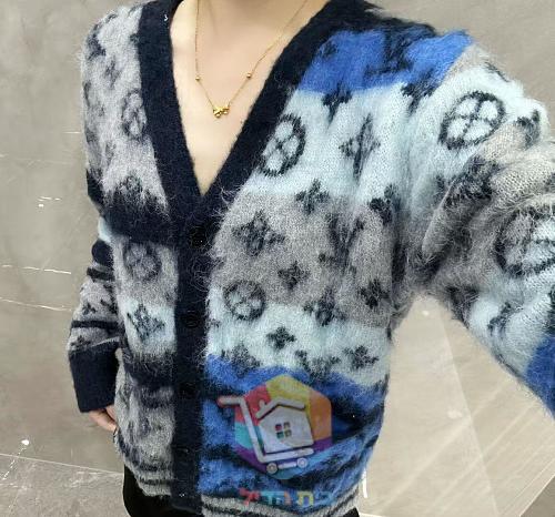 Louis Vuitton Monogram Mohair cardigan, grey and black, or blue and grey 38