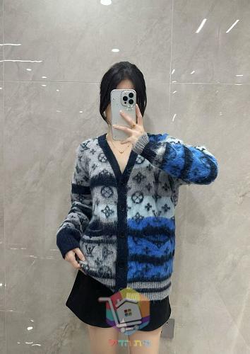 Louis Vuitton Monogram Mohair cardigan, grey and black, or blue and grey 39
