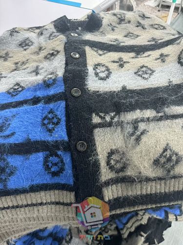 Louis Vuitton Monogram Mohair cardigan, grey and black, or blue and grey 42