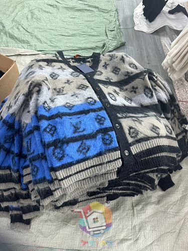 Louis Vuitton Monogram Mohair cardigan, grey and black, or blue and grey 43