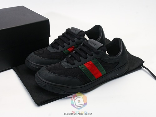 סניקרס Gucci Screener שחור עם פס אדום וירוק, תמונה 10