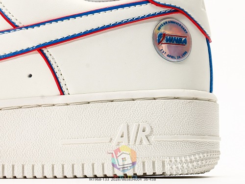 נעלי Nike Air Force 1 Low שמנת עם תפרים אדומים וכחולים, תמונה 3